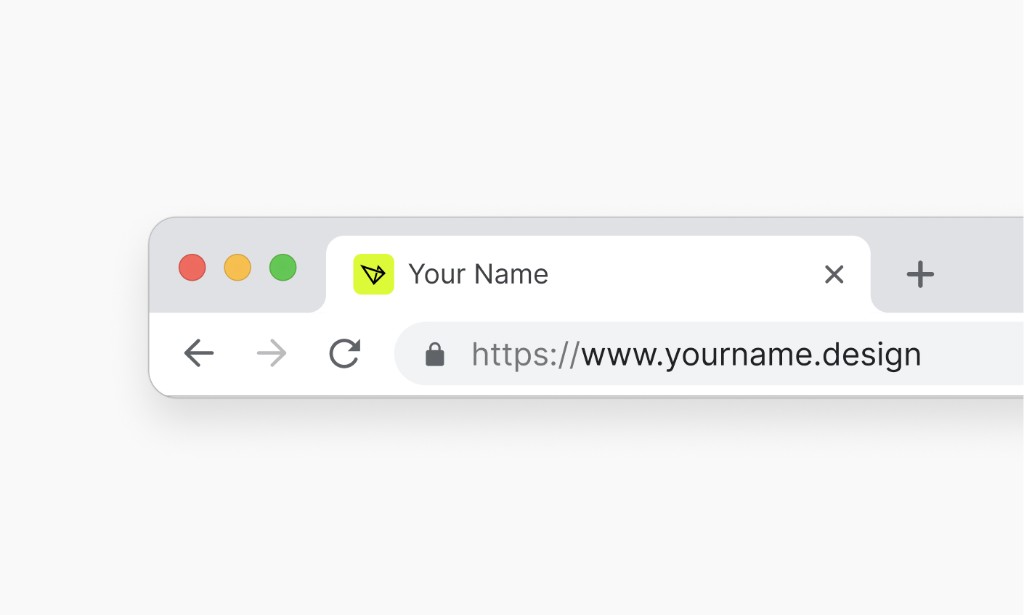 Browser address bar showing a custom portfolio domain